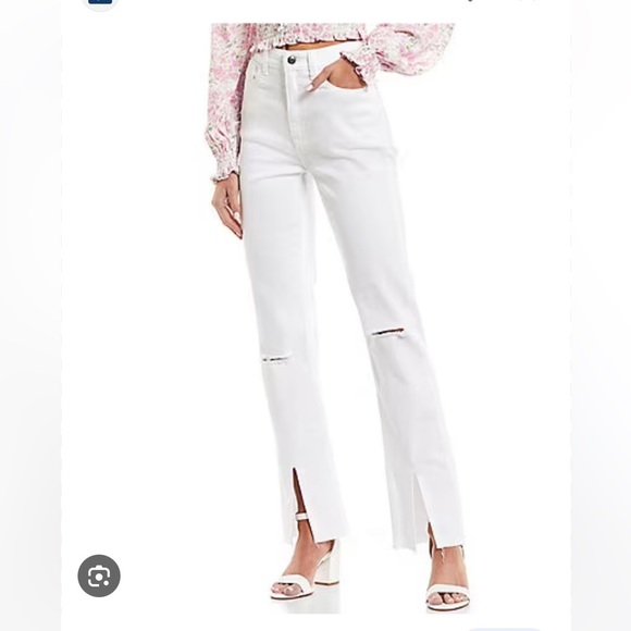 Gianni Bini Denim - NWT GB High Rise Split Front Distressed Straight Leg Jeans